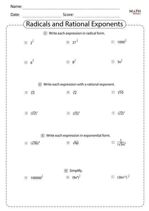 radical and rational exponents worksheet